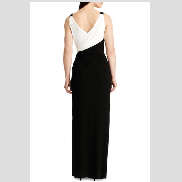 Ralph Lauren Colorblock Jersey Wrap Column Gown - Picture 2 of 8